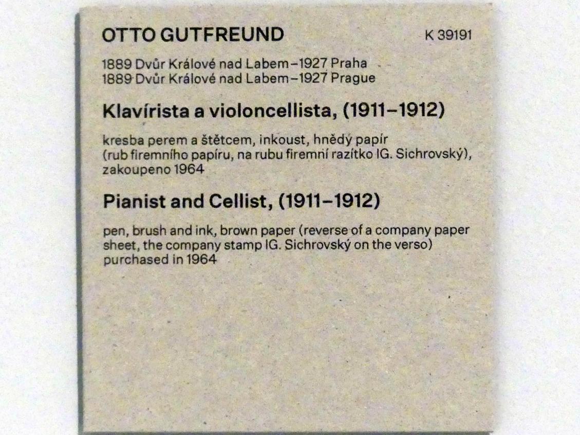 Otto Gutfreund (1910–1925), Pianist und Cellist, Prag, Nationalgalerie im Messepalast, Das lange Jahrhundert, Saal 11, 1911–1912, Bild 2/2