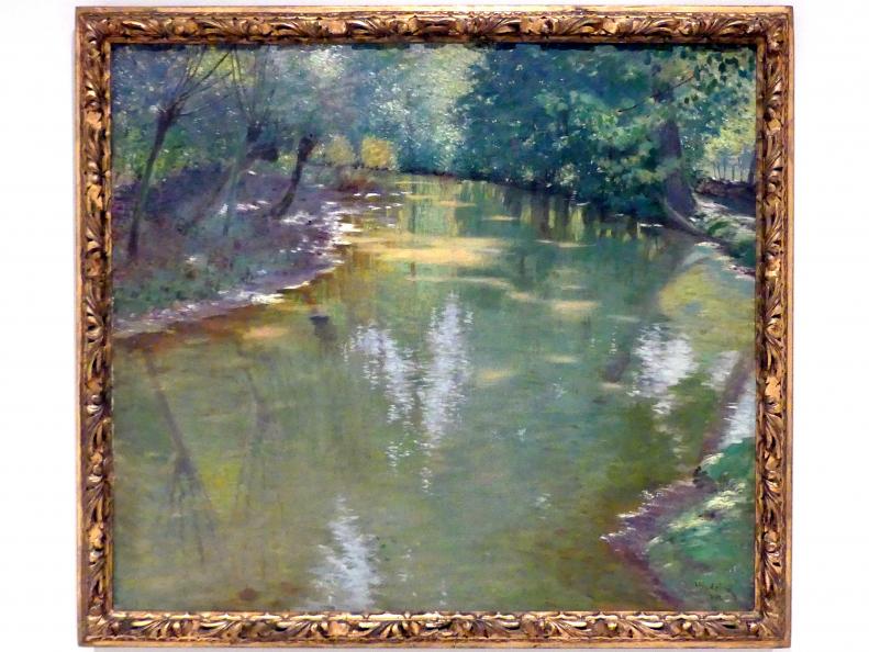 Antonín Hudeček (1894–1901), Fluss im Sonnenschein (See im Wald), Prag, Nationalgalerie im Messepalast, Das lange Jahrhundert, Saal 16, 1894, Bild 1/2
