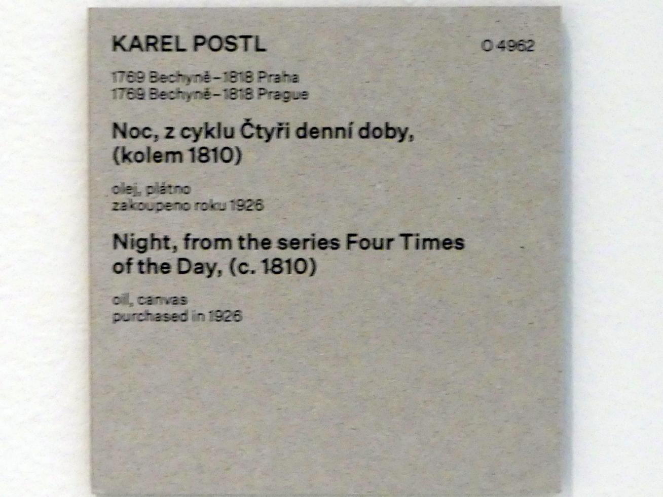 Karel Postl (1810), Nachts, aus der Serie "Vier Tageszeiten", Prag, Nationalgalerie im Messepalast, Das lange Jahrhundert, Saal 20, um 1810, Bild 2/2