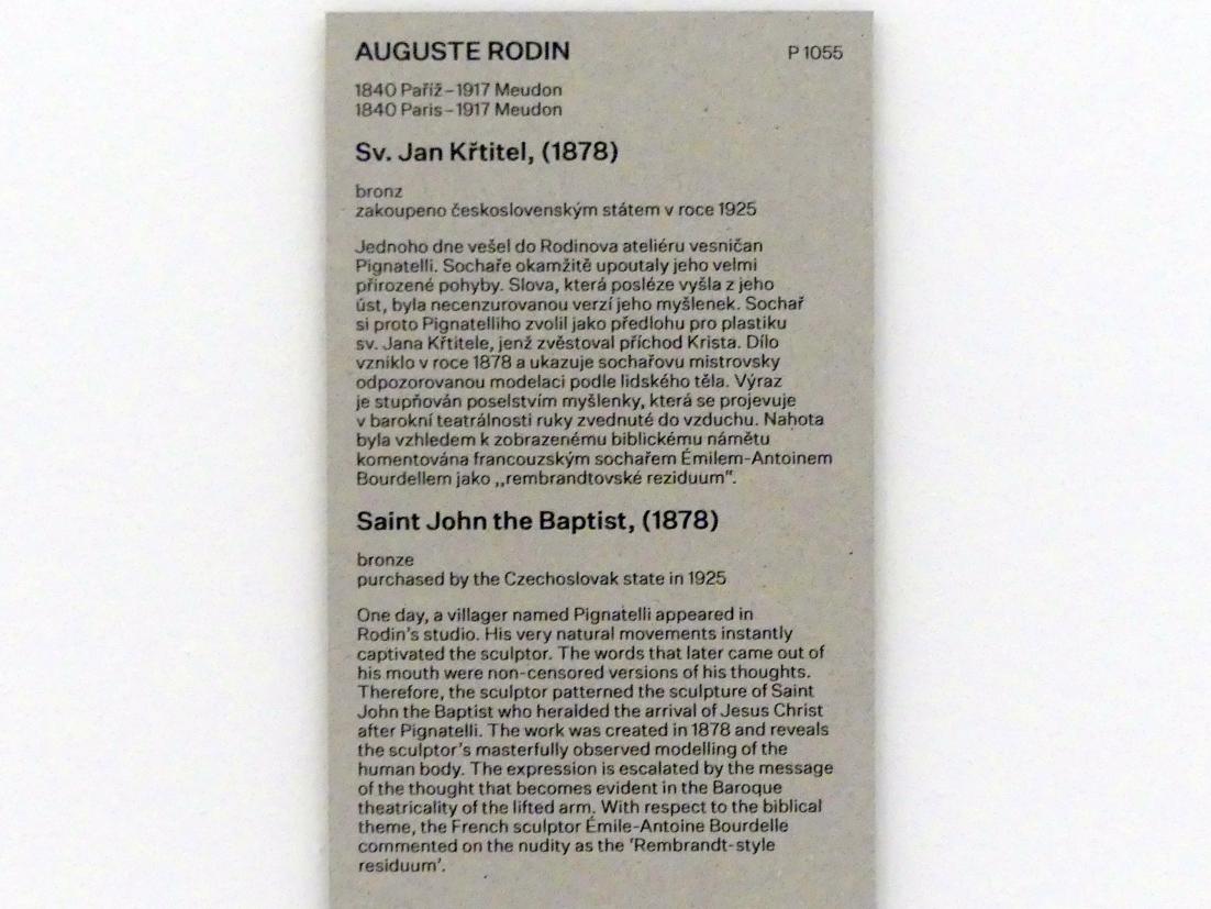 Auguste Rodin (1863–1917), Johannes der Täufer, Prag, Nationalgalerie im Messepalast, Das lange Jahrhundert, Saal 32, 1878, Bild 5/5