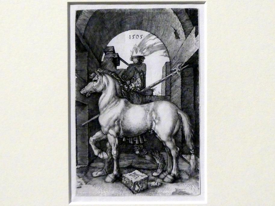 Albrecht Dürer (1490–1526), Das kleine Pferd, Karlsruhe, Staatliche Kunsthalle, Ausstellung "Hans Baldung Grien, heilig | unheilig", Saal 4a, 1505, Bild 1/3