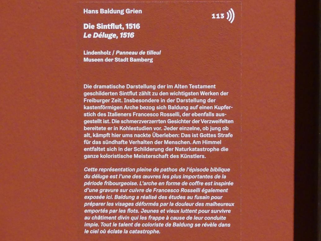 Hans Baldung Grien (1500–1544), Die Sintflut, Karlsruhe, Staatliche Kunsthalle, Ausstellung "Hans Baldung Grien, heilig | unheilig", Saal 6, 1516, Bild 7/7
