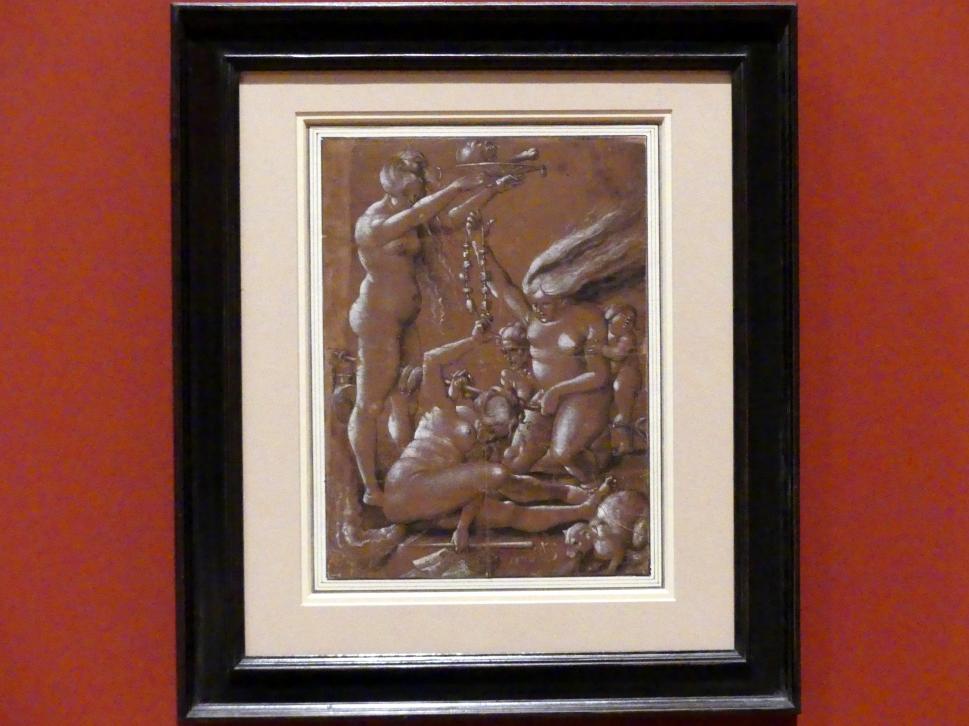 Urs Graf der Ältere (1514), Hexensabbat, Karlsruhe, Staatliche Kunsthalle, Ausstellung "Hans Baldung Grien, heilig | unheilig", Saal 7, 1514, Bild 2/3