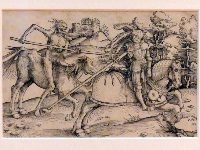 Hans Baldung Grien (1500–1544), Der Tod überfällt einen Ritter, Karlsruhe, Staatliche Kunsthalle, Ausstellung "Hans Baldung Grien, heilig | unheilig", Saal 7, um 1510