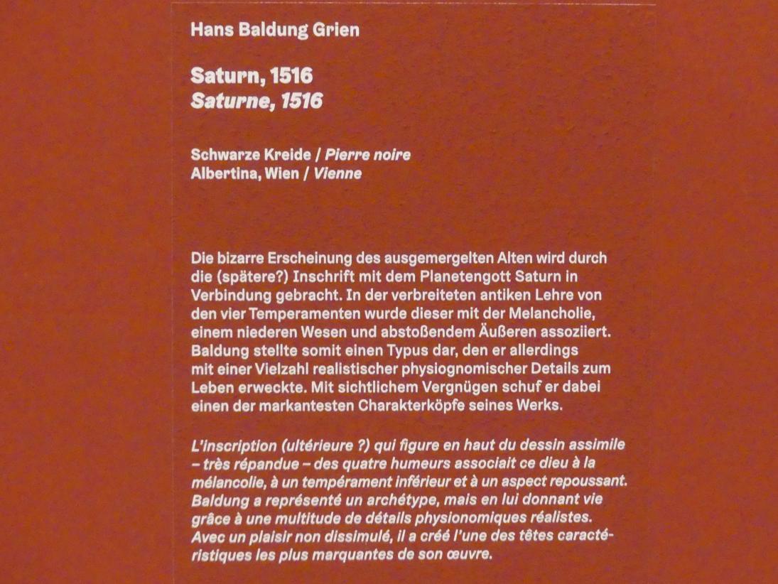 Hans Baldung Grien (1500–1544), Saturn, Karlsruhe, Staatliche Kunsthalle, Ausstellung "Hans Baldung Grien, heilig | unheilig", Saal 7, 1516, Bild 3/3
