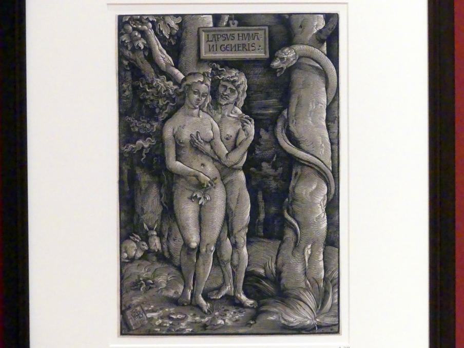 Hans Baldung Grien (1500–1544), Der Sündenfall, Karlsruhe, Staatliche Kunsthalle, Ausstellung "Hans Baldung Grien, heilig | unheilig", Saal 7, 1511, Bild 1/3
