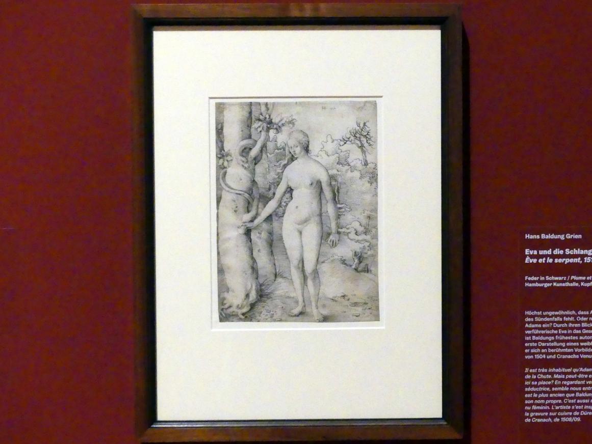 Hans Baldung Grien (1500–1544), Eva und die Schlange, Karlsruhe, Staatliche Kunsthalle, Ausstellung "Hans Baldung Grien, heilig | unheilig", Saal 7, 1510, Bild 2/3