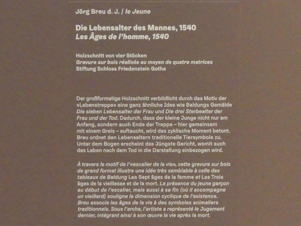 Jörg Breu der Jüngere (1540), Die Lebensalter des Mannes, Karlsruhe, Staatliche Kunsthalle, Ausstellung "Hans Baldung Grien, heilig | unheilig", Saal 12, 1540, Bild 3/3