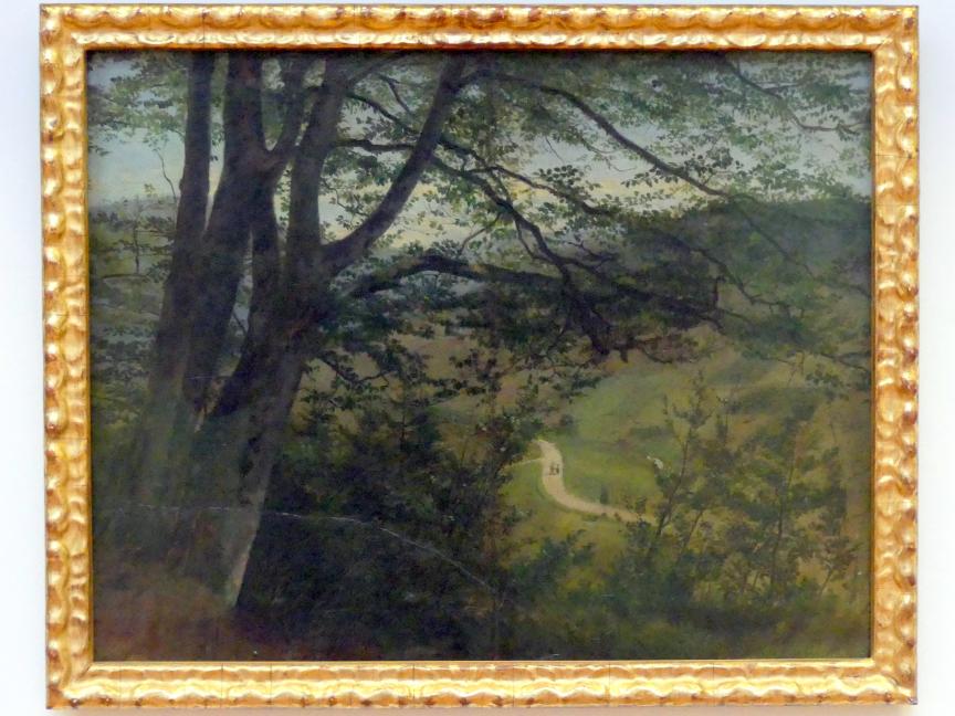Hans Thoma (1860–1912), Blick durch Bäume und Gesträuch auf ein Tal, Karlsruhe, Staatliche Kunsthalle, Kosmos Thoma, 1861
