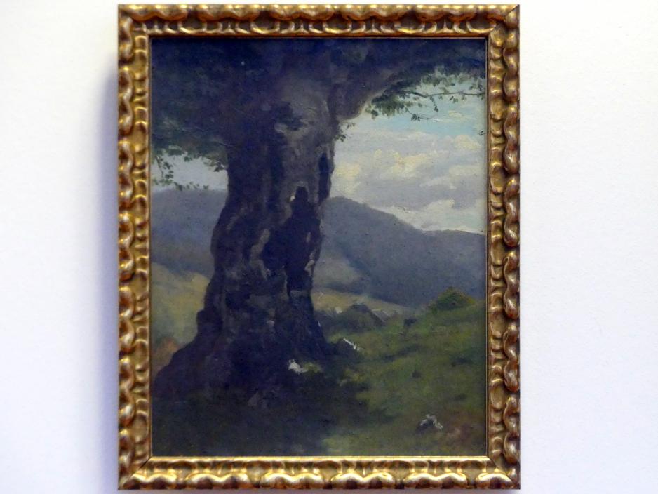 Hans Thoma (1860–1912), Alter Baumstamm mit Blick ins Tal, Karlsruhe, Staatliche Kunsthalle, Kosmos Thoma, Undatiert, Bild 1/2