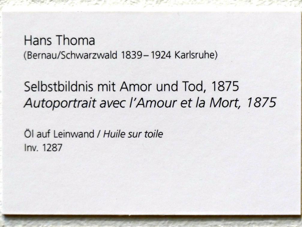Hans Thoma (1860–1912), Selbstbildnis mit Amor und Tod, Karlsruhe, Staatliche Kunsthalle, Kosmos Thoma, 1875, Bild 2/2