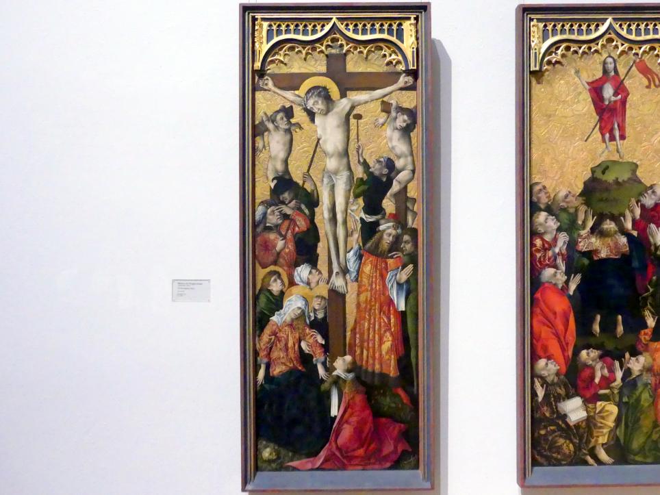 Meister des Regler-Altars (1452), Die Kreuzigung Christi, Karlsruhe, Staatliche Kunsthalle, Saal 15, um 1450–1455, Bild 1/2