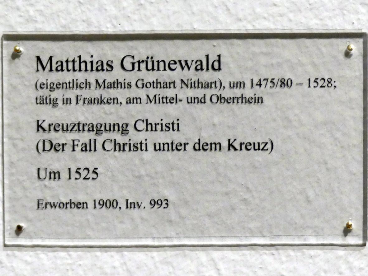 Matthias Grünewald (Mathis Gothart-Nithart) (1500–1528), Kreuztragung Christi (Der Fall Christi unter dem Kreuz), Karlsruhe, Staatliche Kunsthalle, Saal 15, um 1525, Bild 2/3