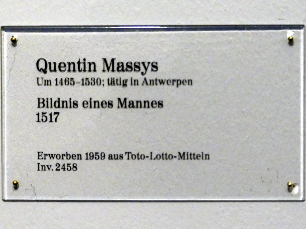 Quinten Massys (1514–1530), Bildnis eines Mannes, Karlsruhe, Staatliche Kunsthalle, Saal 17, 1517, Bild 2/2