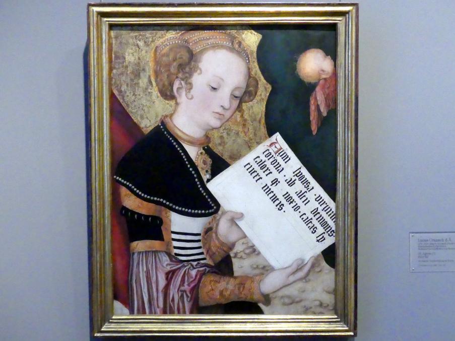 Lucas Cranach der Ältere (1502–1550), Hl. Agnes (?), Karlsruhe, Staatliche Kunsthalle, Saal 18, 1520–1522, Bild 1/2