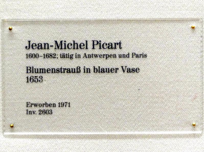 Jean-Michel Picart (1653), Blumenstrauß in blauer Vase, Karlsruhe, Staatliche Kunsthalle, Saal 20, 1653, Bild 2/2