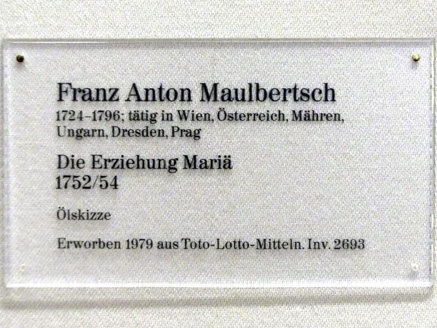 Franz Anton Maulbertsch (1749–1794), Die Erziehung Mariä, Karlsruhe, Staatliche Kunsthalle, Saal 32, 1752–1754, Bild 2/2