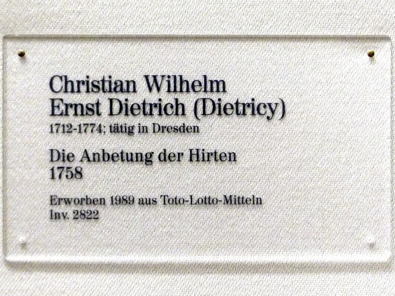 Christian Wilhelm Ernst Dietrich (1734–1762), Die Anbetung der Hirten, Karlsruhe, Staatliche Kunsthalle, Saal 33, 1758, Bild 2/2