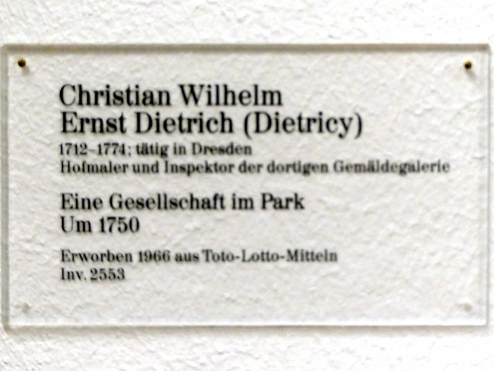 Christian Wilhelm Ernst Dietrich (1734–1774), Eine Gesellschaft im Park, Karlsruhe, Staatliche Kunsthalle, Saal 33, um 1750, Bild 2/2