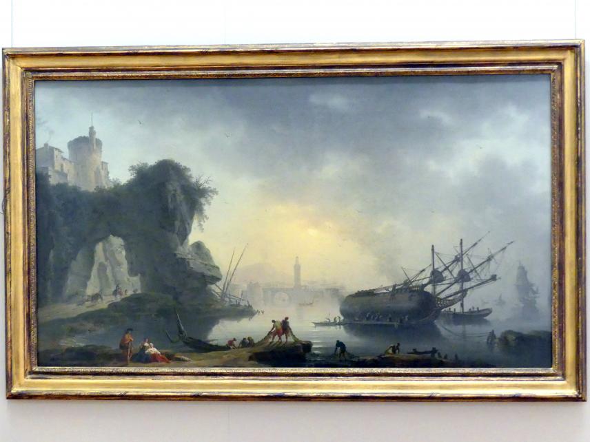 Charles François Lacroix (1750–1764), Südliche Küstenlandschaft am Morgen, Karlsruhe, Staatliche Kunsthalle, Saal 39, 1750, Bild 1/2