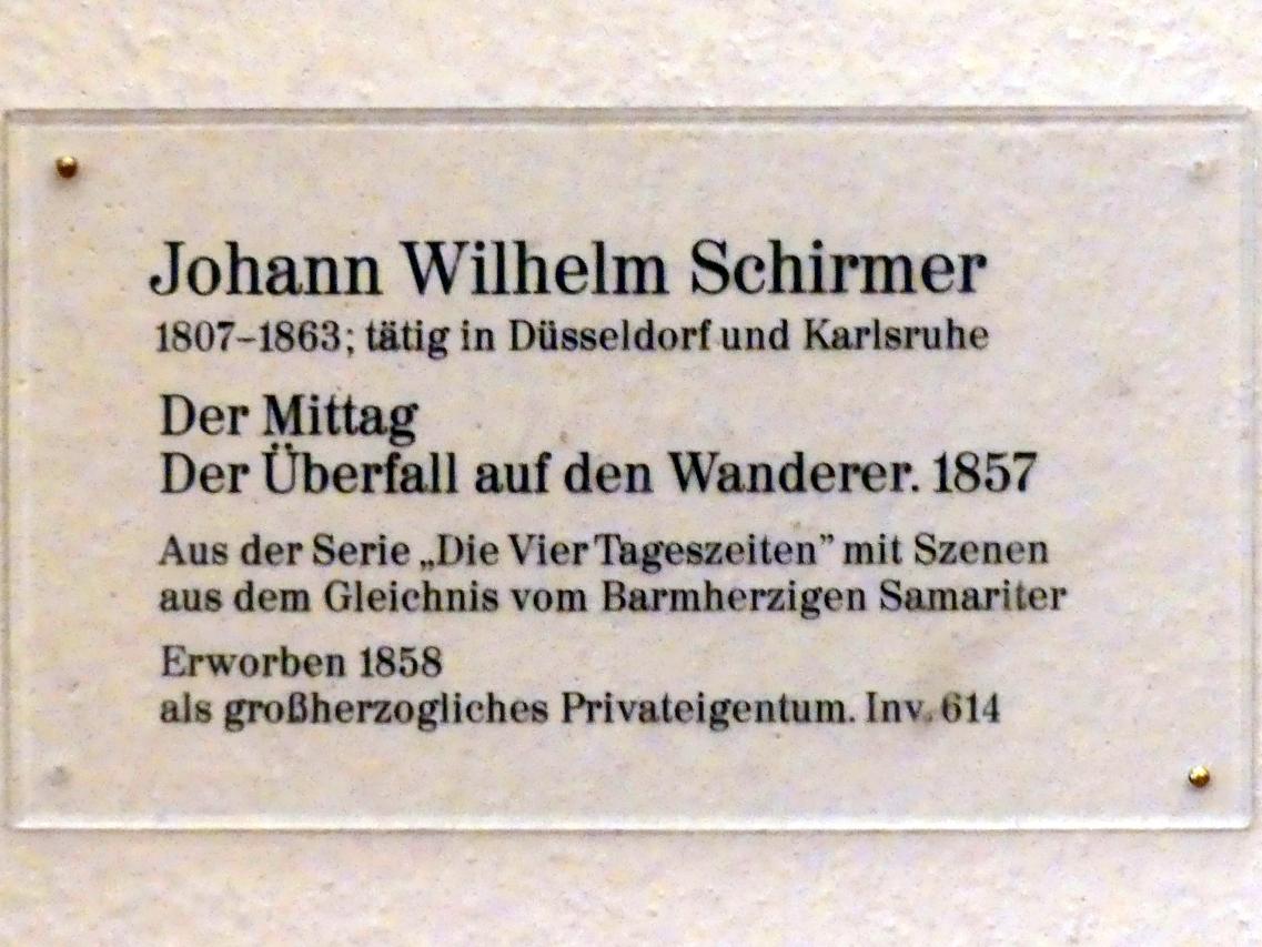 Johann Wilhelm Schirmer (1830–1860), Der Mittag (Der Überfall auf den Wanderer), Karlsruhe, Staatliche Kunsthalle, Saal 63, 1857, Bild 2/2