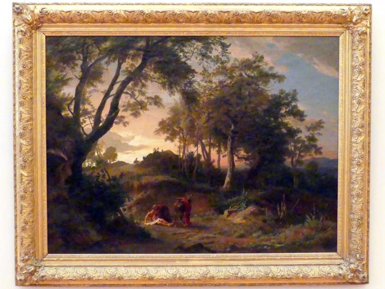 Johann Wilhelm Schirmer (1830–1860), Der Abend (Der Barmherzige Samariter), Karlsruhe, Staatliche Kunsthalle, Saal 63, 1857, Bild 1/2