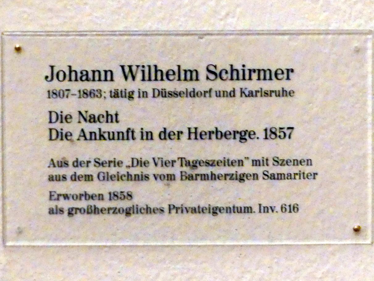 Johann Wilhelm Schirmer (1830–1860), Die Nacht (Die Ankunft in der Herberge), Karlsruhe, Staatliche Kunsthalle, Saal 63, 1857, Bild 2/2