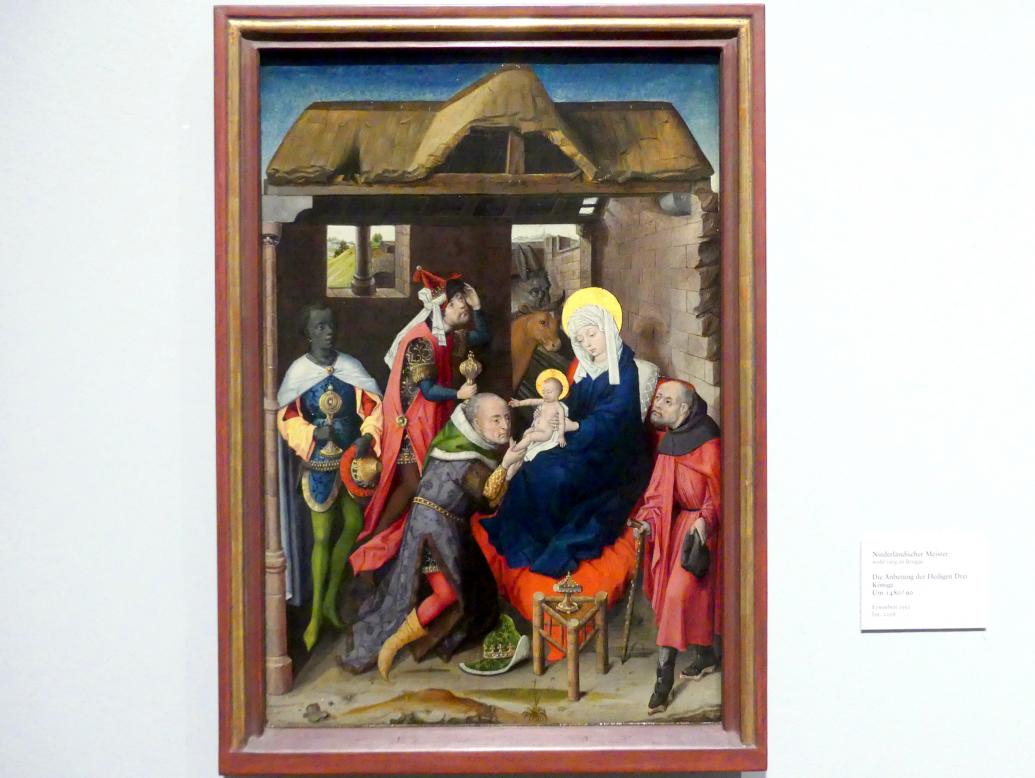 Die Anbetung der Heiligen Drei Könige, Karlsruhe, Staatliche Kunsthalle, Saal 68, um 1480–1490, Bild 1/2