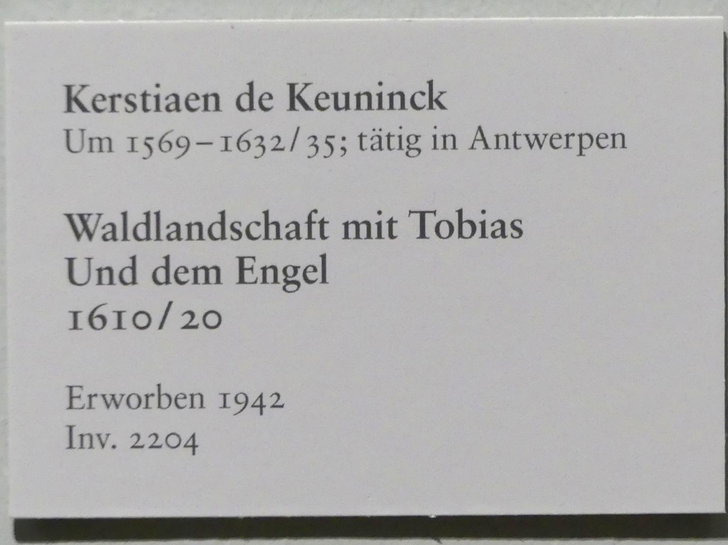 Kerstiaen de Keuninck (1615), Waldlandschaft mit Tobias und dem Engel, Karlsruhe, Staatliche Kunsthalle, Saal 70, 1610–1620, Bild 2/2