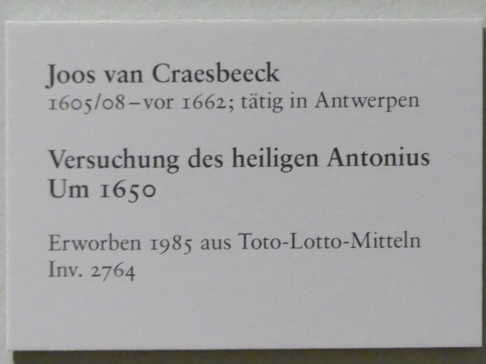 Joos van Craesbeeck (1632–1655), Versuchung des heiligen Antonius, Karlsruhe, Staatliche Kunsthalle, Saal 72, um 1650, Bild 2/2