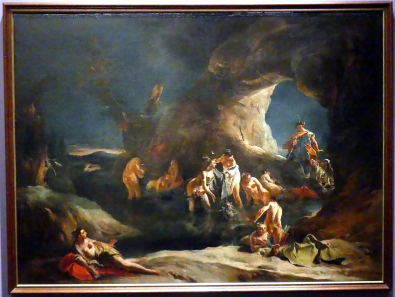 Giovanni Battista Tiepolo (1715–1785), Diana und Aktäon, Stuttgart, Staatsgalerie, Ausstellung "Tiepolo"  vom 11.10.2019 - 02.02.2020, Saal 1: Frühe Werke in Venedig und Umgebung, um 1720–1722