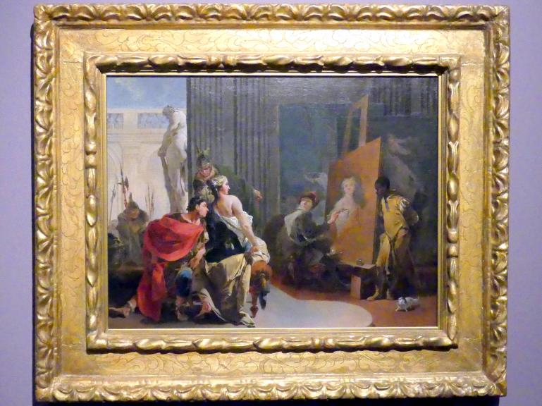 Giovanni Battista Tiepolo (1715–1785), Apelles malt das Bildnis der Campaspe, Stuttgart, Staatsgalerie, Ausstellung "Tiepolo"  vom 11.10.2019 - 02.02.2020, Saal 1: Frühe Werke in Venedig und Umgebung, um 1725–1730