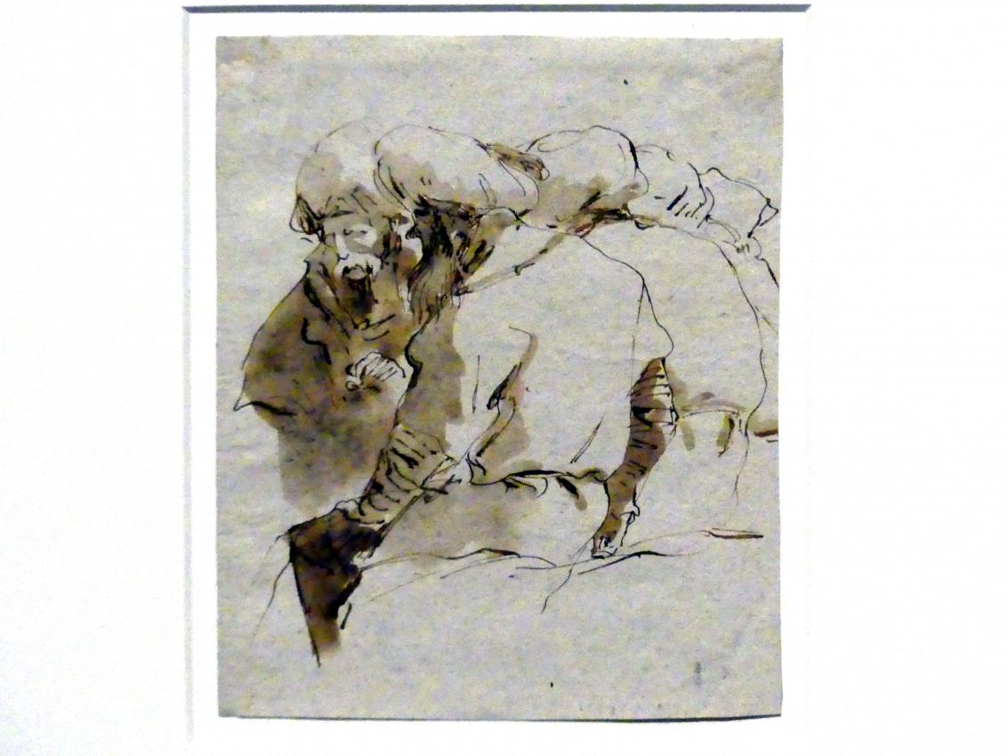 Giovanni Battista Tiepolo (1715–1785), Gruppe von Orientalen, Stuttgart, Staatsgalerie, Ausstellung "Tiepolo"  vom 11.10.2019 - 02.02.2020, Saal 5: Zeichnungen und Modelli, um 1751–1757, Bild 1/3
