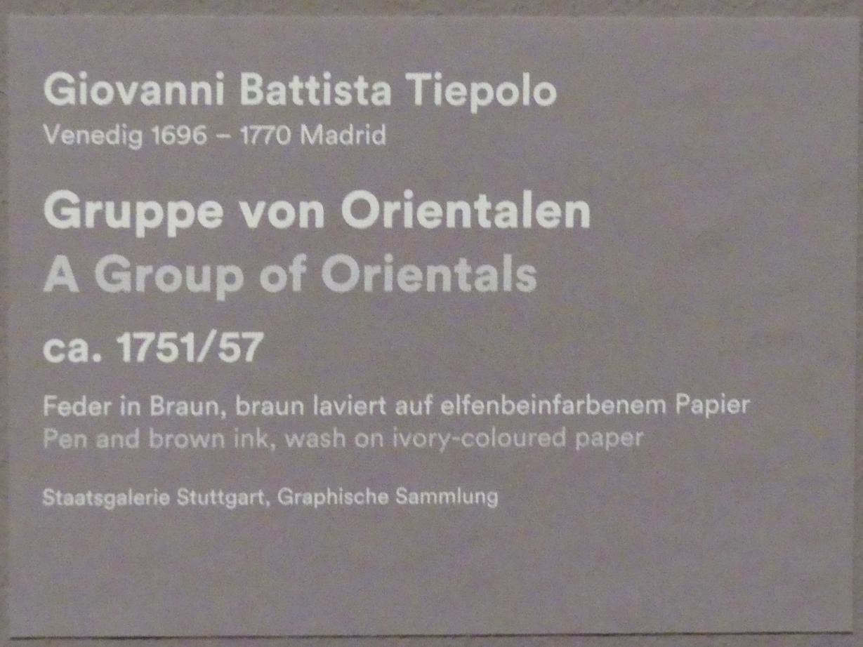 Giovanni Battista Tiepolo (1715–1785), Gruppe von Orientalen, Stuttgart, Staatsgalerie, Ausstellung "Tiepolo"  vom 11.10.2019 - 02.02.2020, Saal 5: Zeichnungen und Modelli, um 1751–1757, Bild 3/3