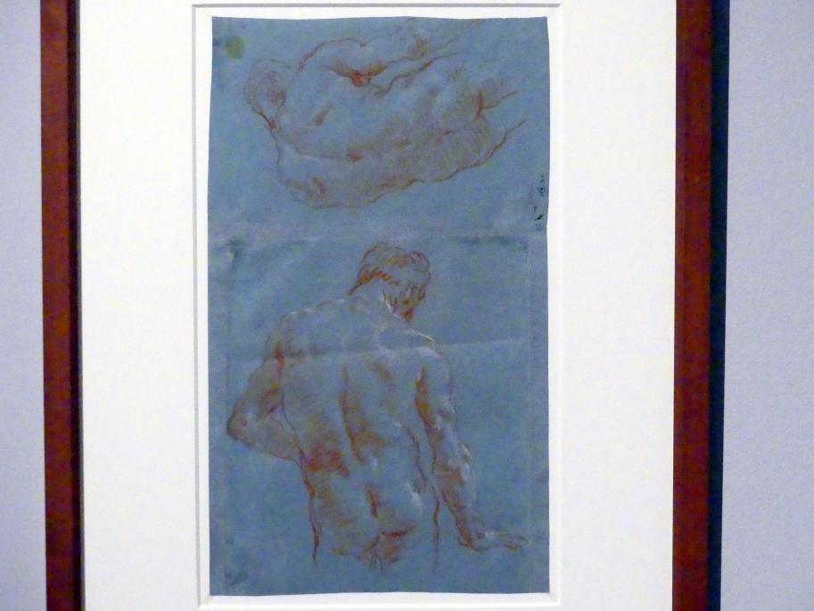 Giovanni Battista Tiepolo (1715–1785), Männlicher Rückenakt, Stuttgart, Staatsgalerie, Ausstellung "Tiepolo"  vom 11.10.2019 - 02.02.2020, Saal 7: Aktstudien, 1752, Bild 1/3
