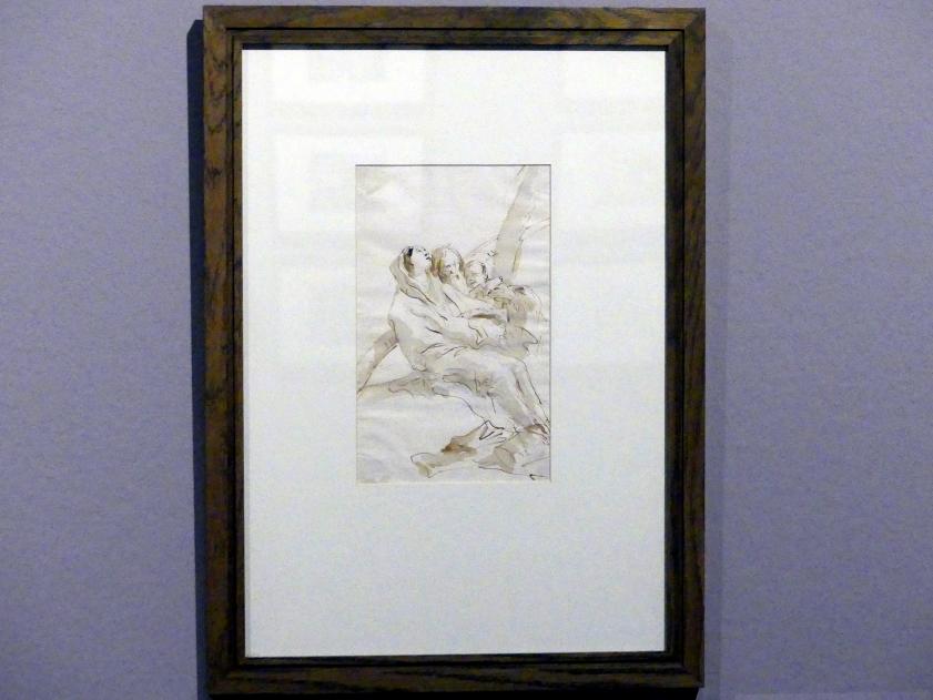 Giovanni Battista Tiepolo (1715–1785), Heilige Familie auf der Rast, Stuttgart, Staatsgalerie, Ausstellung "Tiepolo"  vom 11.10.2019 - 02.02.2020, Saal 10: Späte Werke, um 1754–1762, Bild 2/3