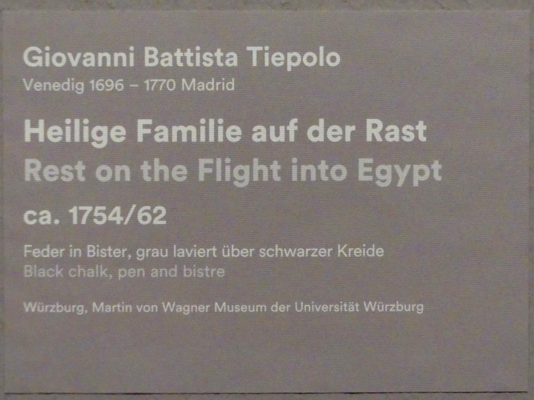 Giovanni Battista Tiepolo (1715–1785), Heilige Familie auf der Rast, Stuttgart, Staatsgalerie, Ausstellung "Tiepolo"  vom 11.10.2019 - 02.02.2020, Saal 10: Späte Werke, um 1754–1762, Bild 3/3