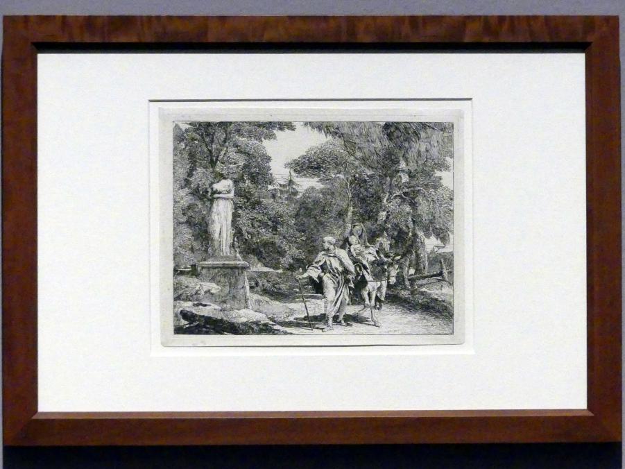 Giovanni Domenico Tiepolo (1743–1785), Sturz eines Götzenbildes, Stuttgart, Staatsgalerie, Ausstellung "Tiepolo"  vom 11.10.2019 - 02.02.2020, Saal 10: Späte Werke, 1753, Bild 2/3