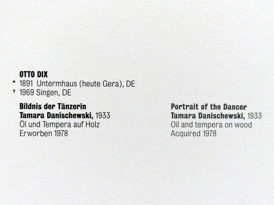 Otto Dix (1913–1949), Bildnis der Tänzerin Tamara Danischewski, Stuttgart, Kunstmuseum, Saal 2, 1933, Bild 2/2