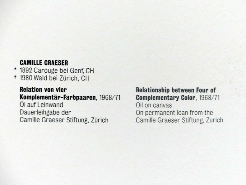 Camille Graeser (1964–1969), Relation von vier Komplementär-Farbpaaren, Stuttgart, Kunstmuseum, Saal 9, 1968–1971, Bild 2/2