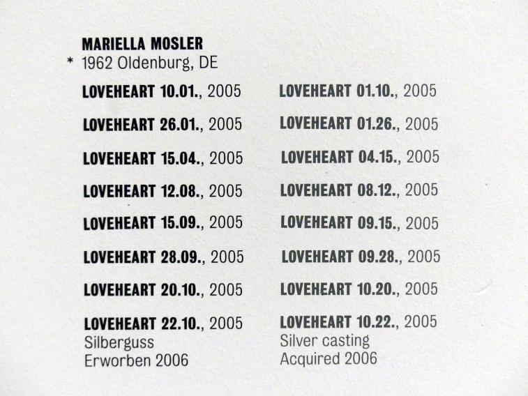 Mariella Mosler (2005), Loveheart 10.01., Stuttgart, Kunstmuseum, Saal 18, 2005, Bild 2/2