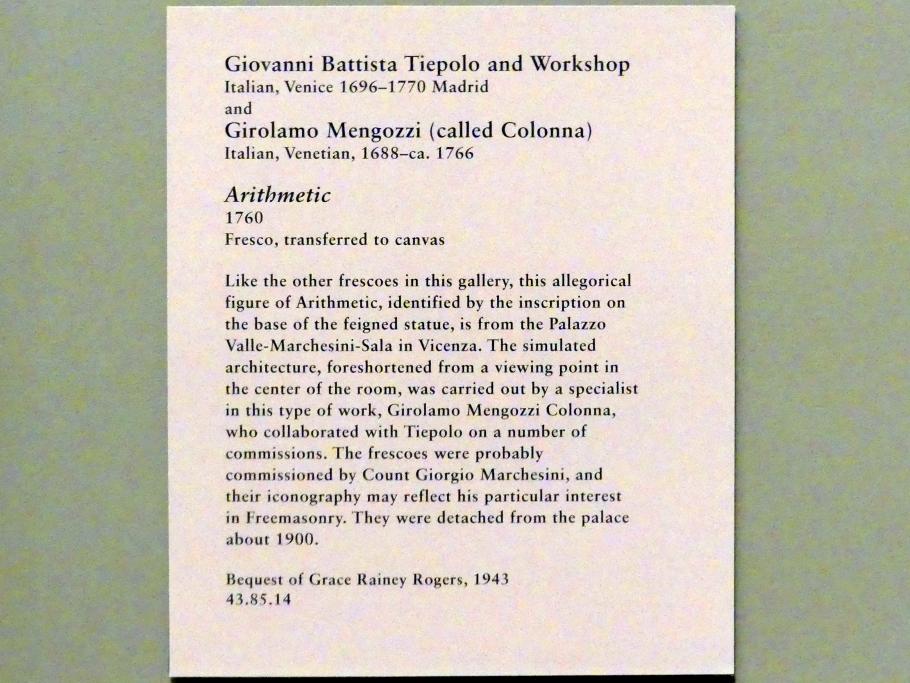 Giovanni Battista Tiepolo (1715–1785), Arithmetik, New York, Metropolitan Museum of Art (Met), Saal 600, 1760, Bild 2/2