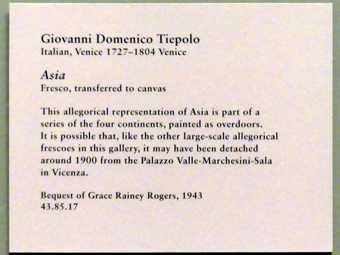 Giovanni Battista Tiepolo (1715–1785), Asien, New York, Metropolitan Museum of Art (Met), Saal 600, Undatiert, Bild 2/2