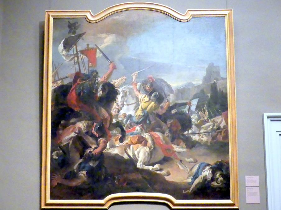 Giovanni Battista Tiepolo (1715–1785), Die Schlacht von Vercellae, Venedig, Palazzo Secco Dolfin, jetzt New York, Metropolitan Museum of Art (Met), Saal 600, 1725–1729, Bild 1/2