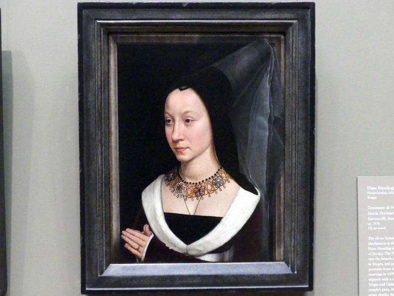 Hans Memling (1467–1491), Maria Portinari (Maria Maddalena Baroncelli, geb. 1456), New York, Metropolitan Museum of Art (Met), Saal 641, um 1470