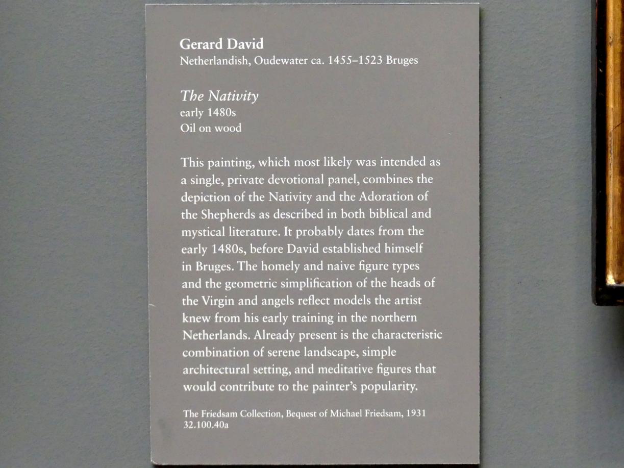 Gerard David (1475–1519), Anbetung des Christkindes, New York, Metropolitan Museum of Art (Met), Saal 640, um 1480–1485, Bild 2/2