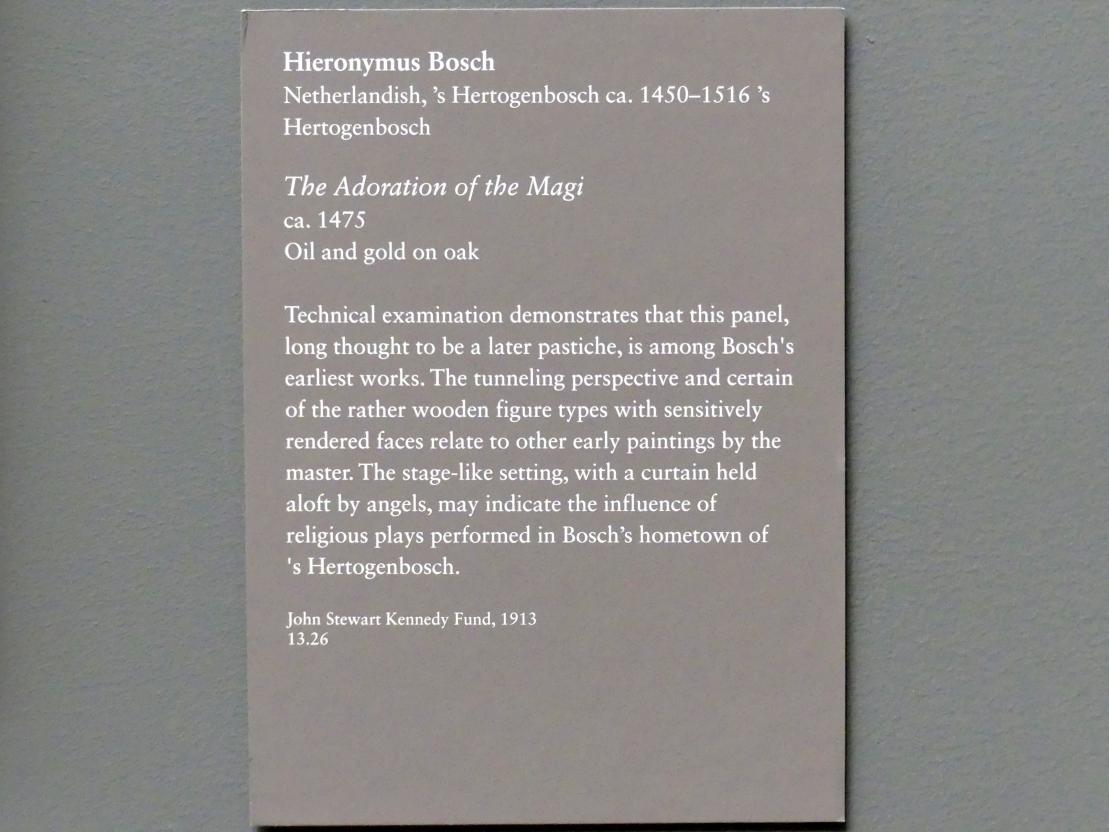 Hieronymus Bosch (1475–1510), Anbetung der Könige, New York, Metropolitan Museum of Art (Met), Saal 640, um 1475, Bild 2/2