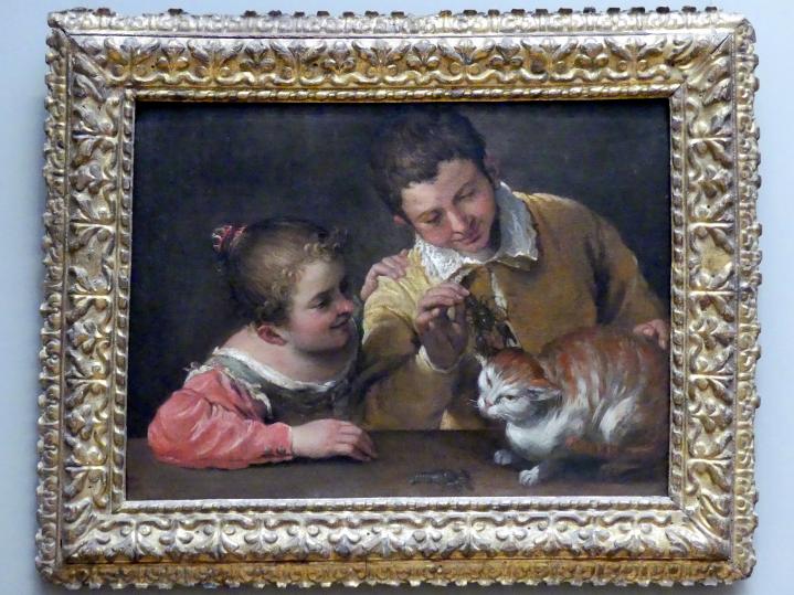 Annibale Carracci (1582–1609), Zwei Kinder necken eine Katze, New York, Metropolitan Museum of Art (Met), Saal 639, Undatiert, Bild 1/2