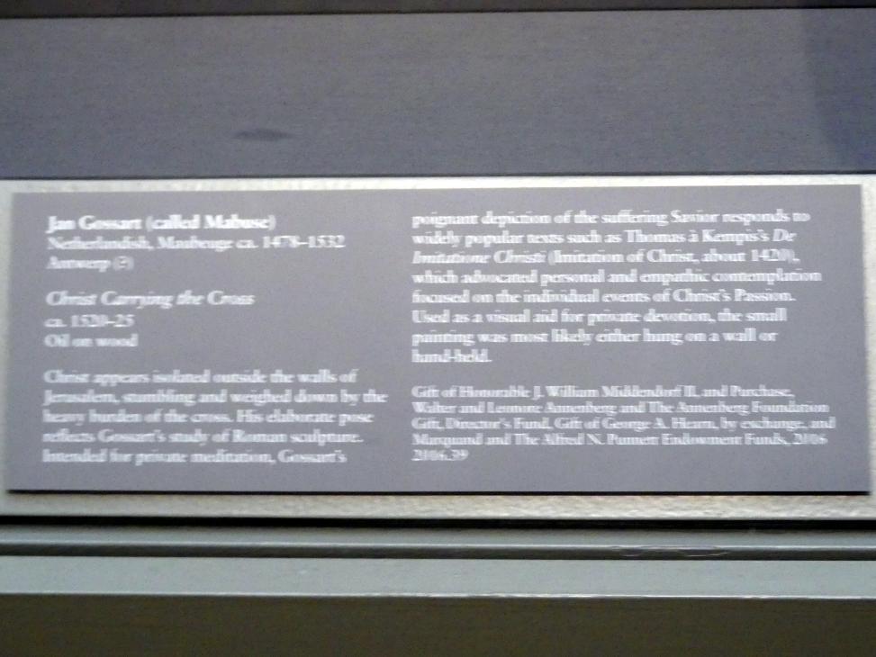 Jan Gossaert (Mabuse) (1505–1531), Christus trägt das Kreuz, New York, Metropolitan Museum of Art (Met), Saal 639, um 1520–1525, Bild 2/2