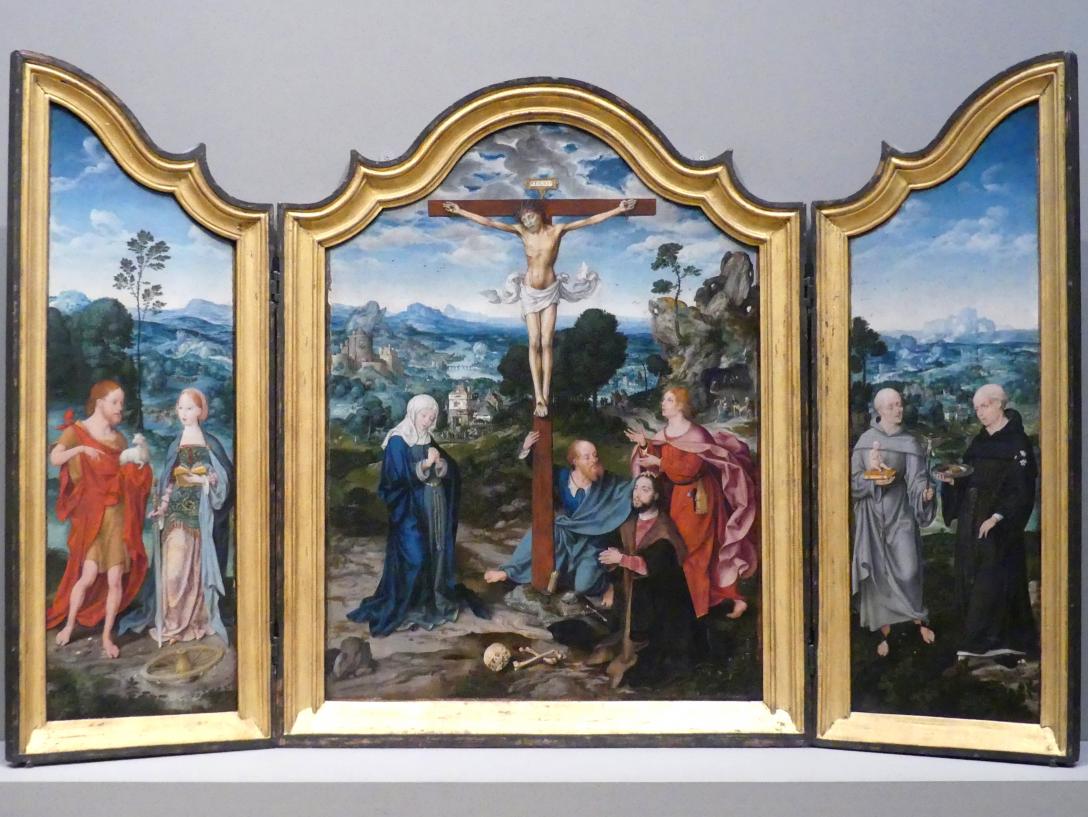 Joos van Cleve (Joos van der Beke) (1507–1538), Gekreuzigter Christus mit Heiligen und einem Stifter, New York, Metropolitan Museum of Art (Met), Saal 639, um 1520, Bild 1/4
